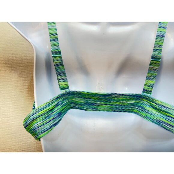 Aerie Womens Scoop Space Dye Bikini Top Swimwear Sze XL Green Blue Stretch Beach - Picture 7 of 8